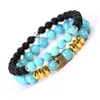 Ссылка цепь 2pcscrown Bracelets Женщины мужчина натуральные камень пара бусинки браслет ювелирные изделия Pulseira masculina bileklik feminina fawn22