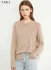 Amii Minimalisme Pull Pour Femmes Casual Oneck Tricoté Tops Mode Lâche Pull Irrégulier Automne Vêtements Femme Tops 12141044 Y1110