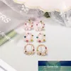 Korean New Colorful Rhinestone Wreath Stud Earrings For Women Sweet Flower Small Cirlce Earring Brincos Gifts
