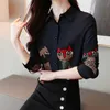 plus size Vintage cat printing shirts Fashion Women Blouses spring Autumn Long Sleeve blouses Tops Clothes Blusas Mujer 210702