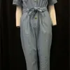 Afrikaanse mode casual plus size 3xl denim jumpsuit vrouwen volledige lengte gewone kantup rechte hoge taille jumpsuit knop pocket t200509