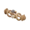 DIY Natural Wooden Baby Pacifiers Crochet Beads Beads Teether Infant Ending Teeth Newborn Town Toys 1383 B3