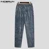 Calças dos homens Incerun Homens Botão Casual Velor Joggers Streetwear Solto Coreano Estilo Calças 2021 Bolsos Lazer Pantalon S-5xl