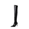 ブーツMeotina Women Shoes Patent Cow Leather Thin Super High Heel Ladies Poinded Toe gizip black