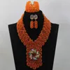 Earrings & Necklace Orange Color Handmade Beaded Seed Crystal Jewelry Set African Beads Women/bridal ALJ998