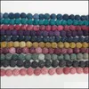 Stone Loose Beads Jewelry Mti Color Lava 8Mm Natural Volcanic Rock Round Diy Bracelet Making Volcano Bead Drop Delivery 2021 O0U68