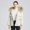 Women's Down & Parkas FTLZZ Winter Large Real Raccoon Fur Hooded Short Jacket Women 90% White Duck Coat Casual Loose Warm Snow Outwear Luci2