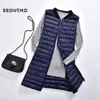 Sedutmo Winter Women Down Jackets Vest Long Ultra Light Duck Coat Höst Puffer Waistcoat Slim Parkas ED506 211216