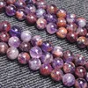 Perles rondes en cacoxénite de Quartz fantôme violet naturel, 6-12mm, amples pour la fabrication de bijoux, accessoires, cadeau pour femmes, 15 pouces