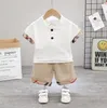 Fashion Summer Baby Boys Clothing Sets Turn-Down Collar Kids Short Sleeve T-shirt+Shorts 2pcs Set Children Suit Boy Outfits