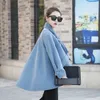 Dameswol Blends Fashion Cloak Coat 2022 AUutmn Korte Elegante Trench Coats Dames Zwart Overjas met sjaal Abrigos Mujer 2029 Bery22