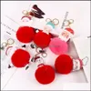 Kreki Modne Aessories Big Red Red Santa Claus Fluffy Key Chain Party Prezenty Faux Rabbit Fur Ball Pom Women Bag GWE11186 Drop Deli