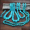 Beaded Necklaces & Pendants Jewelryexaggerated Retro Bohemian Turquoise Necklace Earring Set Ornaments Clothing Aessories Drop Delivery 2021