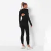 Seamlyoga Set Örme Fitnclothes Hızlı Kuru Spor Giyim Kırpma Üst Yüksek Bel Yoga Pantolon Oymak Kadın Spor Suit X0629