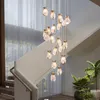 Lámparas colgantes largas para edificio dúplex Villa escalera departamento de ventas compras Hotel restaurante escalera de caracol luces LED