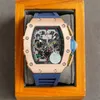 Montre Orologi di lusso 1103 RicharMill De Luxe Automatico 50x40mm Movimento al quarzo multifunzione Cassa in acciaio inossidabile Cinturino in caucciù Orologio da polso Swiss Z