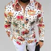 Plus la taille 3XL Hommes Polka dot vintage Chemisier Chemises À Manches Longues Automne Hawaïen Camicetta Chemise Coupe Ample Imprimé Blusa Motif Homme Vêtements Blouse