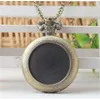 Wholesale 15 PCS/lot Bronze black silver DIY Flip clock pendant good quality Fashion quartz Necklace pocket watches T200502