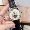 2021 nova alta qualidade luxo homens relógio cinco agulha grande roda mecânica calendário relógio desenhador relógios marca cinta de couro
