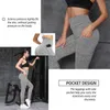 Lu Yoga Kıyafetler Toptan Egzersiz Fitness Giyim Tiktok Bayanlar Taytlar Asansör Kalçalar Yüksek Belirli Pantolon Cep Gri Renk Atletik Giyim Lady Sıska Genel Boyutu SXXXL
