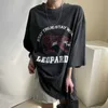 Korejpaa Dames T-shirt Zomer Koreaanse Chic All-Match Ronde hals Luipaard Letter Printing Losse Casual Grote Versie Pullover 210526