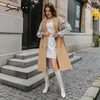 Simplee Elegante cappotto di lana donna cammello lungo Giacca da donna cappotti moda inverno causale High street split caldo cappotto autunnale 210218