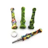 Mini silicone Nec Collector kits smoking pipe set straw bongs with Titanium or quartz nail dab kit free type