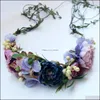 Wedding Hair Jewelry Bride Headdress Vines Manual Flower Berry Wreath Rose Crown Veil Headwear Decoration Drop Delivery 2021 Opj56