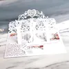 50pcs Laser Cut Wedding Invitations Card 3D Tri-Fold Lace Heart Elegant Greeting Cards Wedding Party Favor Decoration