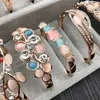 Koreańska Moda Jakość Mankiet Bransoletka Cat Eye Rhinestone Charm Bransoletka Bransoletka Rose Gold Silver Mix Różne Style Biżuteria Hurtownie