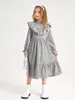 Girls Plaid Print Ruffle Trim Flounce Sleeve Dress SHE