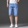 Summer Brand Stretch Thin High Quality Cotton Denim Jeans Men Knee Length Soft Light Blue Casual Shorts Plus Size 28-46 210629