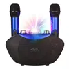 Alto-falante estéreo de karaokê Y-8 com 2 microfones sem fio LED Flash Light Bluetooth Alto-falante de alta fidelidade ao ar livre para família KTV Party