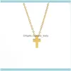 Pendant & Jewelrypendant Necklaces Fnixtar Stainless Steel Gold Color 3x8Mm Cross Choker Christian Religion Pendants Necklace 2Piece/Lot Dro