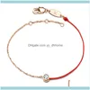 リンク、ブレスレットジュエリーリンク、チェーンYun Ruo Rose Gold sier color zircon zircon Red Line Bracelet 316Lチタンスチールジュエリーウーマン