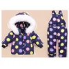 2 stks set baby meisje winterjas en baby jumpsuit jas voor meisjes kinderen donsjack warme schattige kinderen ski pak kleding 0-3 jaar H0917