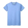 Ny rund nacke solid färgT-tröja sommar bomullsbotten skjorta kortärmade män och kvinnors halvärmad 0x5