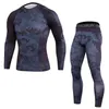 Running Sets Mäns Tracksuit Compression Sportkläder 2 stycken Gym Training Clothing Workout Jogging Sports Set Rashguard Mens Baselayer