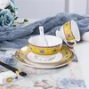 Wholesale 8 Pcs Bone China Dinnerware Sets Chinese Classical Royal Enamel Dinner Set Plates & Dishes Bowl Spoon