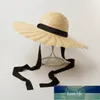 Casual Large Brim Ribbon Straw Women's Hat Sommar Fashion Beach Cap Hattar Dome Topp Sun Holiday Elegant Bred Fabrikspris Expert Design Kvalitet Senaste Style Original