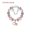 16-21CM Pink and blue crystal DIY Charm beads Valentine gift for girl heart moon star charms bracelets fit bosom friends match silver snake chain Jewelry Accessories