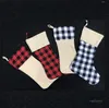 Kerstdecoraties Sublimation Buffalo Plaid Christmas Stocking Blank Xmas Gift Candy Sokken Santa Kousen Xmas-Tree Oranment door Sea ZC390