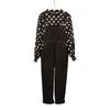 Women's Two Piece Pants Rompers Suit 2021 Brand Women Casual Dots Shirt And Loose Wide Leg Pockets Jumpsuit Overalls Oversized