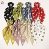 Scrunchie Ribbon Elastic Hair Bands Bow Scarf Printing Head Band för Girls Ladies Hair Topes Slipsar Tillbehör