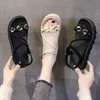 Sandálias Verão Mulheres Sandal Moda Flats Plataforma Sandles Black Plataformas Slides Sapatos Ao Ar Livre Gladiador Mulheres Casual Mulheres