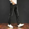 Men's Jeans Drop Spring And Autumn Stretch Denim Pants Black Youth Ripped Casual Slim Feet Cowboys Trousers For Man