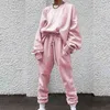 Kvinnor Casual Outfit Fashion Harajuku Pullover Crop Top Hoodie Sweatshirts och Long Sports Pant Suit Kvinnlig Sweatshirt 211105