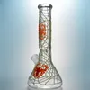 Spinnennetz-Bong-Wasserpfeifen, gerader Typ, Wasserpfeife mit Glaskopf und diffusem Downstem-Öl-Dab-Rigs, 18,8-mm-Innengewinde, leuchtet im Dunkeln, GID02