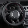 DIY El-Dikişli Siyah Yapay Deri Araba Direksiyon Kapak Audi Q3 2013-2018 Q5 2013-2017 Q7 2012-2015