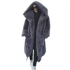 Winter Imitation Fur Coat Kvinnors Grå Koreanska Big Neck Långärmad Fluffy 211207